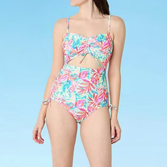 Decree Monokini One Piece Womens Size XS Junior Floral Print Removable Straps - Picture 4 of 7